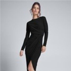 NWOT Venus Drape Front Long Dress Black XS